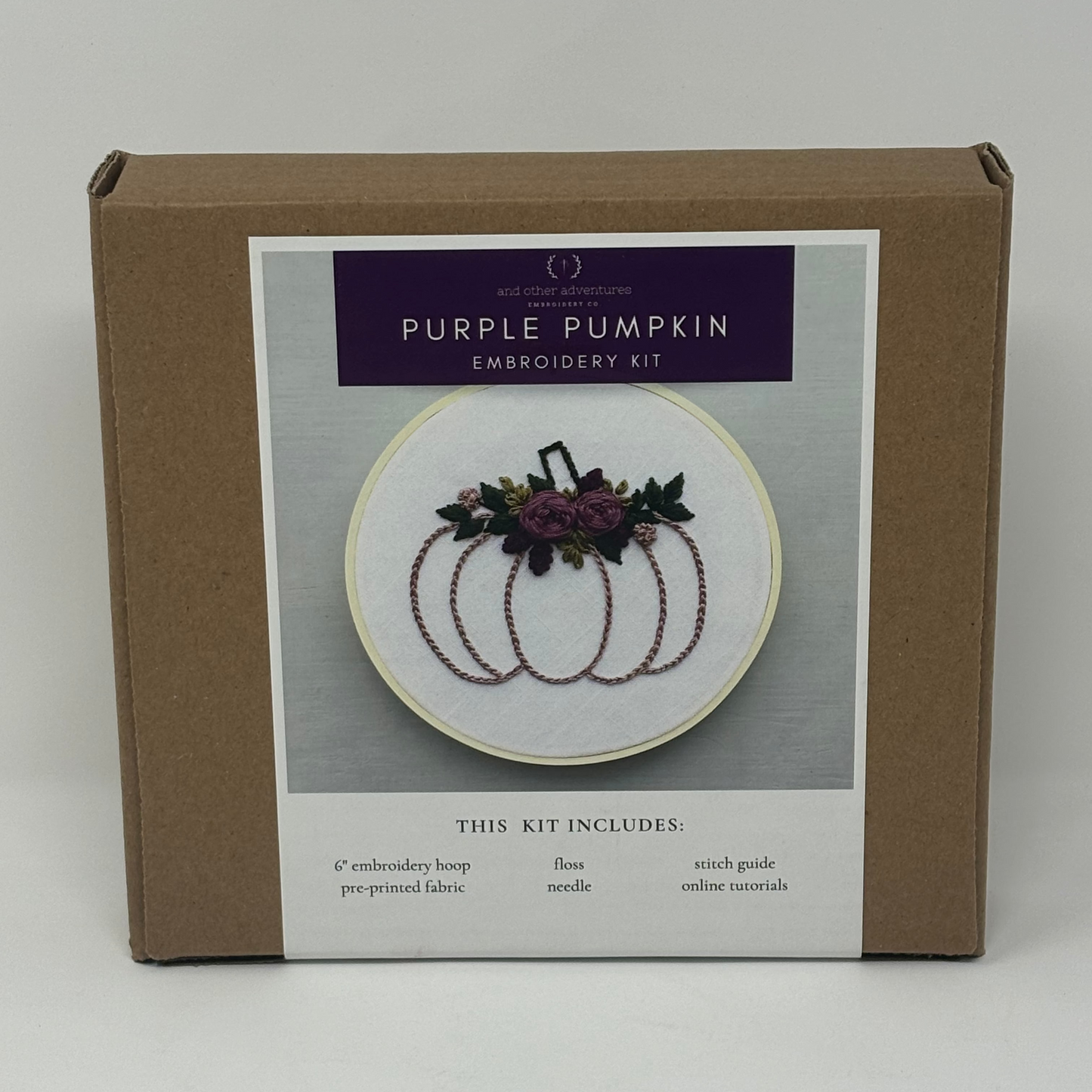 Beginner Embroidery Kit - Purple Floral Pumpkin