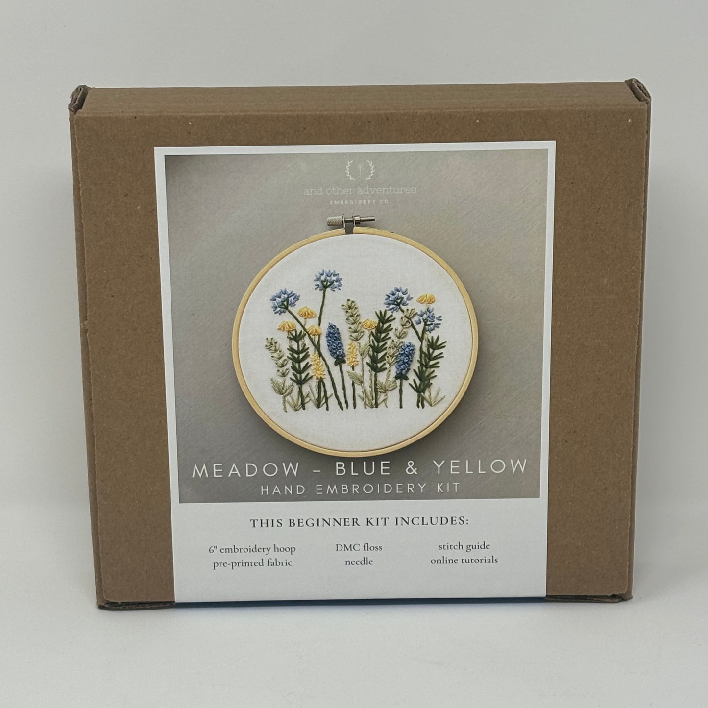 Beginner Embroidery Kit - Meadow in Blue & Yellow