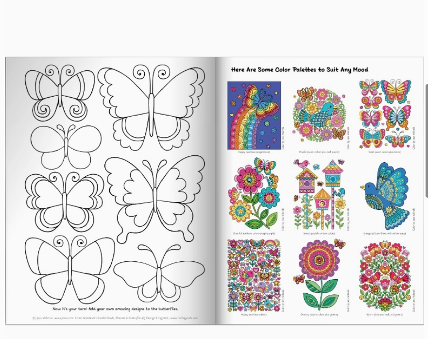Birds, Blooms & Butterflies Coloring Book