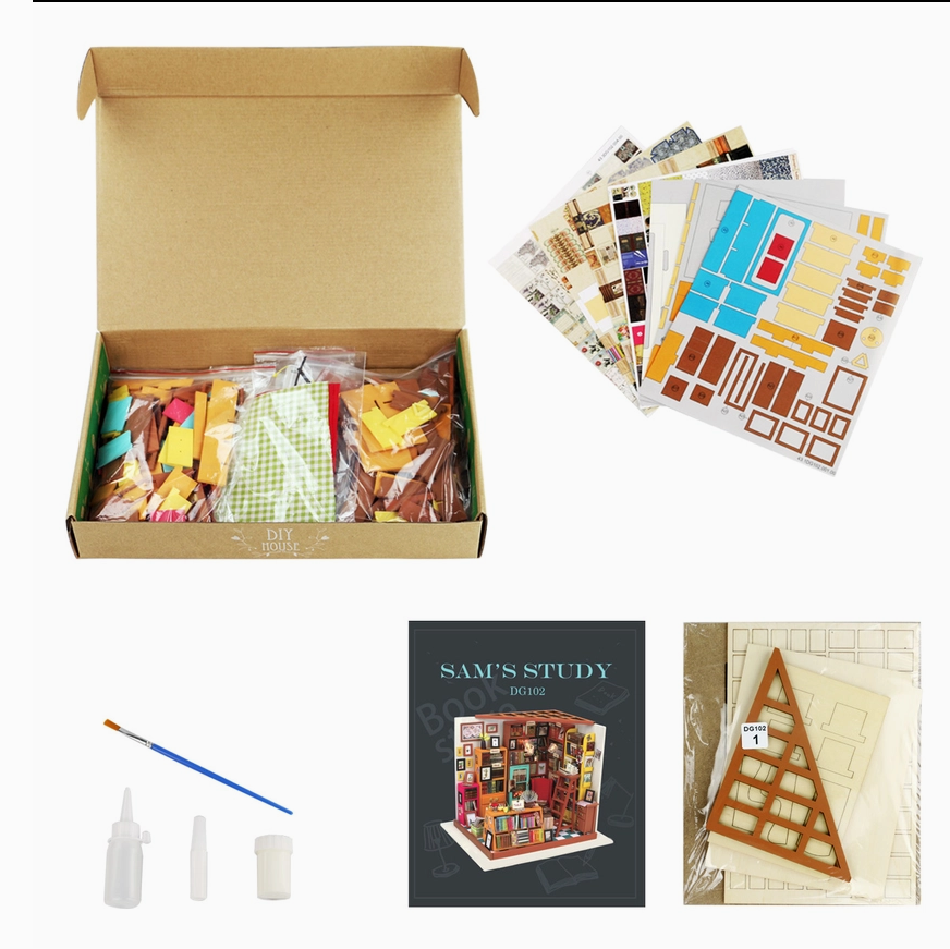 DIY Miniature House Kit: Sam's Study