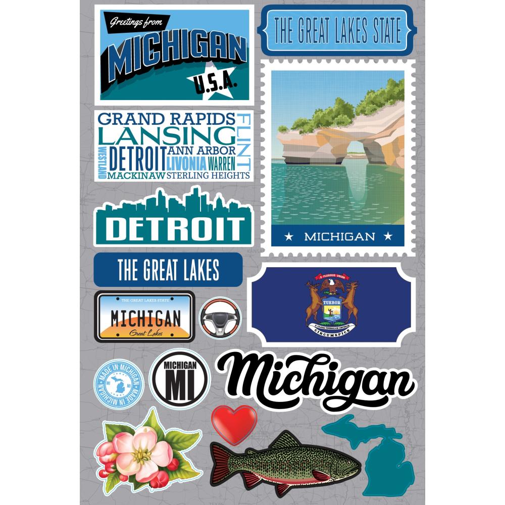 3D Stickers - Michigan