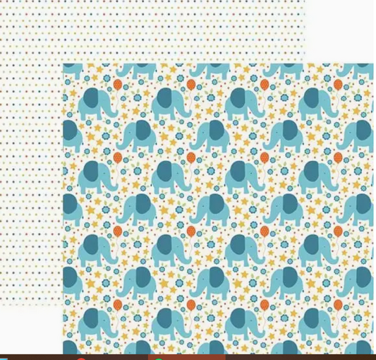 Blue Elephant Scrapbook Paper
