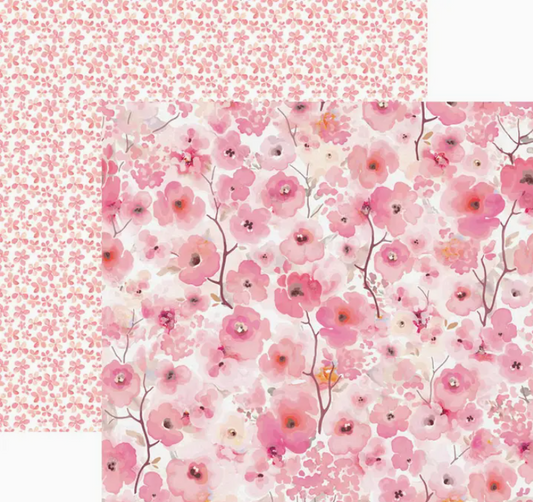 Pink Watercolor Flower Scrapbook Paper