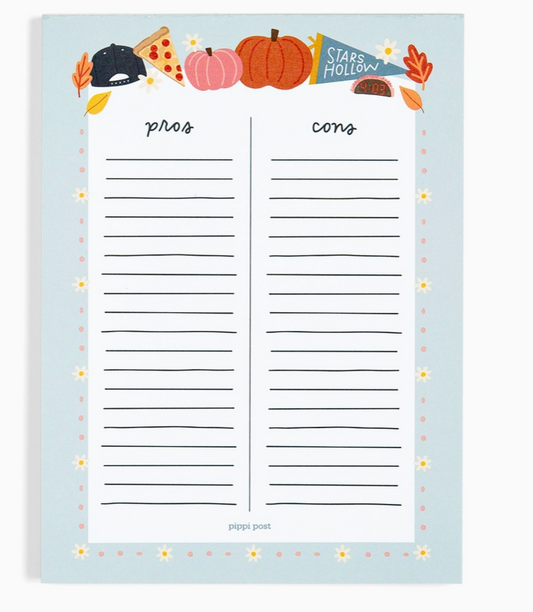 Stars Hollow Pros and Cons Notepad