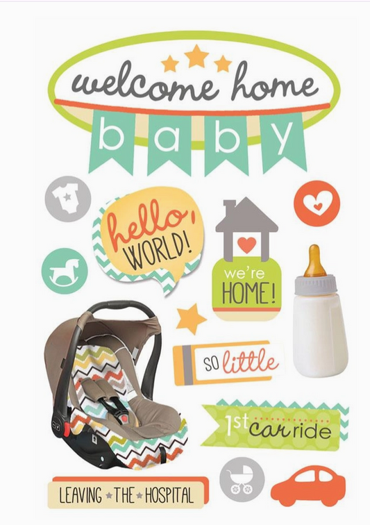 Welcome Home Baby 3D Scrapbook Sticker