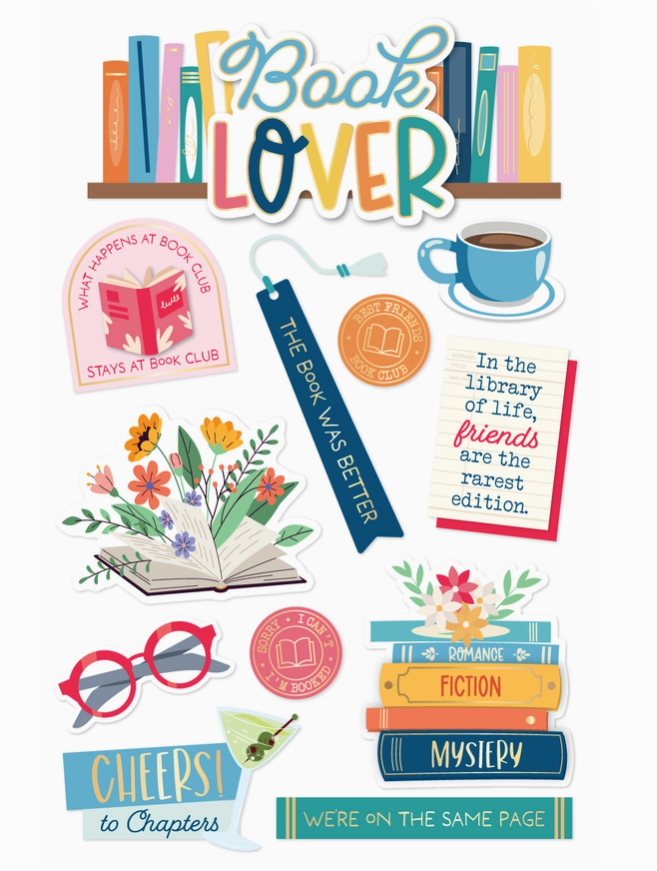 Book Lover 3D Scrapbook Stickers
