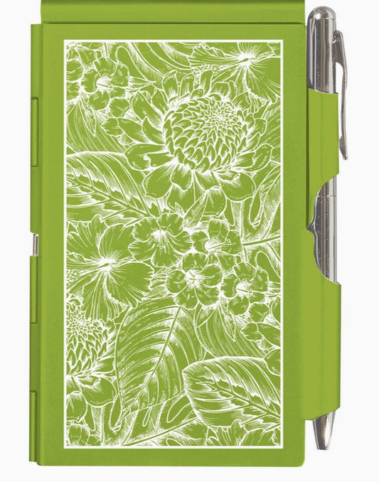 Pocket Notepad and Pen - Botanical RED