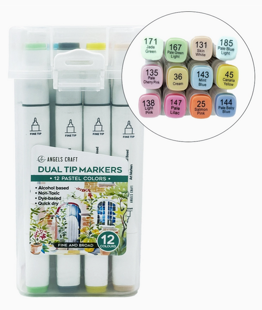 12 Pastel Dual Tip Markers