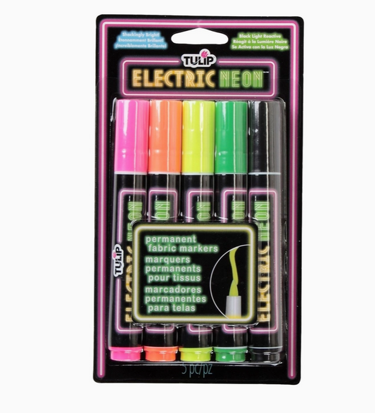 Tulip Electric Neon Fabric Markers 5 Pack