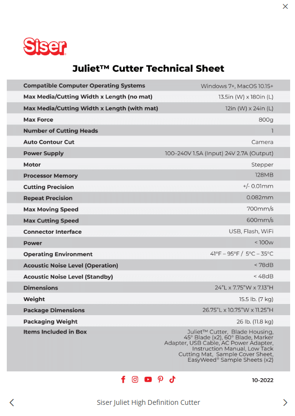 Siser Juliet Cutting Machine