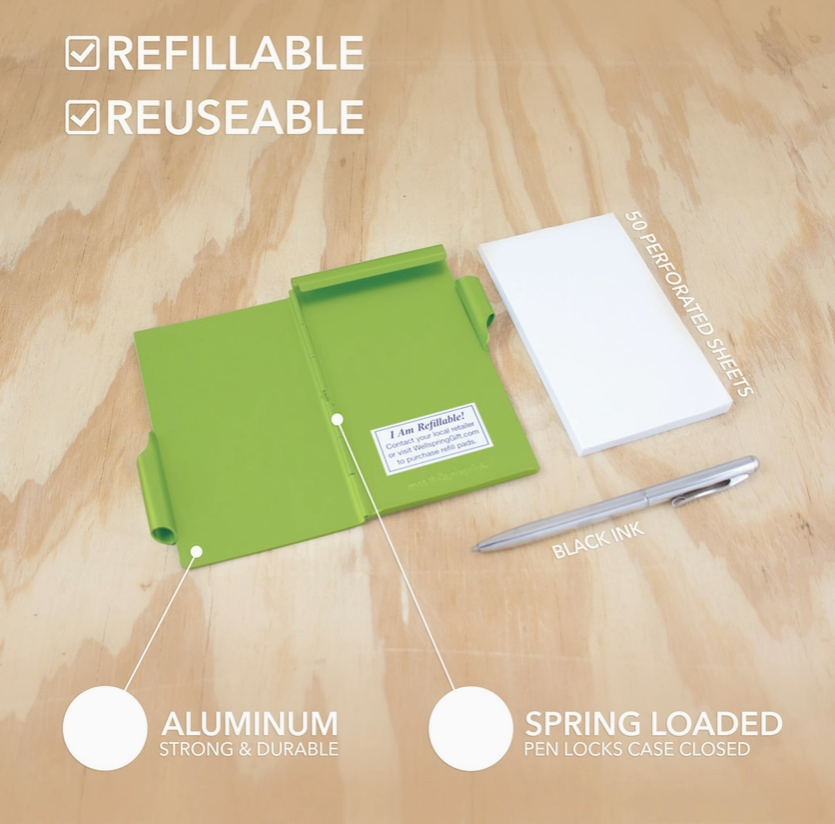 Pocket Notepad and Pen -Knitting LIME GREEN