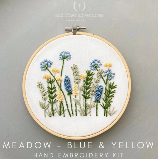 Beginner Embroidery Kit - Meadow in Blue & Yellow