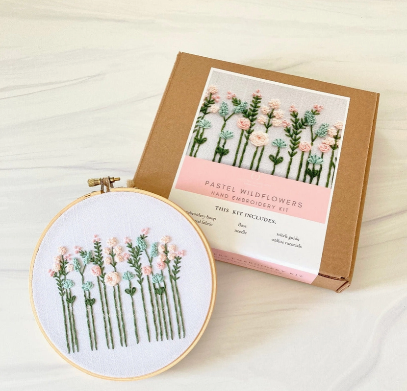 Beginner Embroidery Kit - Pastel Wildflowers