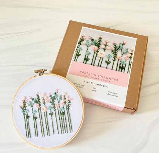 Beginner Embroidery Kit - Pastel Wildflowers