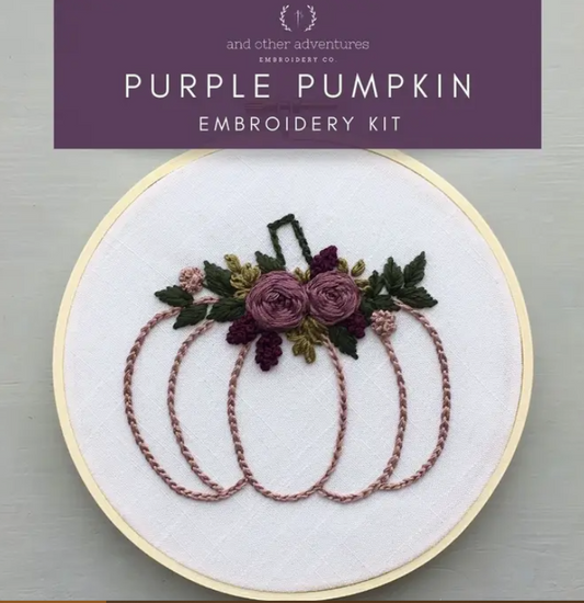 Beginner Embroidery Kit - Purple Floral Pumpkin