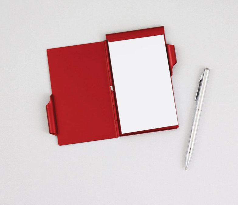 Pocket Notepad and Pen - Botanical RED