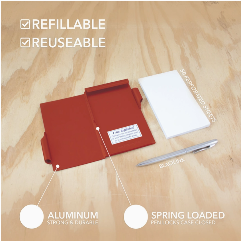 Pocket Notepad and Pen - Botanical RED