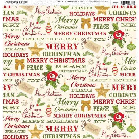 Scrapbook Paper - Christmas Phrases