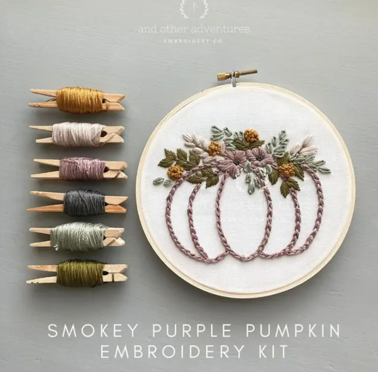 Beginner Hand Embroidery Kit - Smokey Purple Pumpkin
